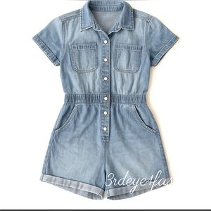 ✨ Celebrity Pink Denim Romper Medium (7-9) Juniors Cute Casual 👖☀️